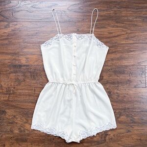 Vintage White Lace Trim Romper